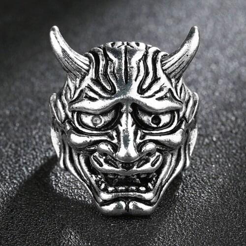 Vintage Ancient Monster Rings for Men Women Punk Goth Silver Color Exaggerated Ring Adjustable Chic Party Jewelry Gift