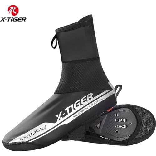 X-TIGER Waterproof Reflective Cycling Shoe Cover Windproof Mountain Bicycle Shoe Covers Winter Bike Cycling Overshoes Covers