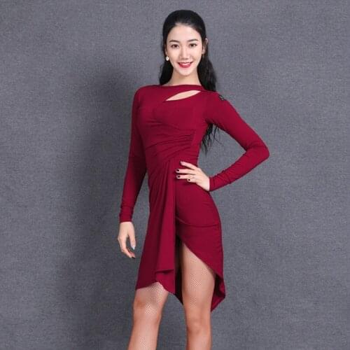 New Latin Dance Dress Long/Short Sleeve Practice Clothes For Women Salsa Cha Cha Samba Tango Dancing Performance Clothing VO262