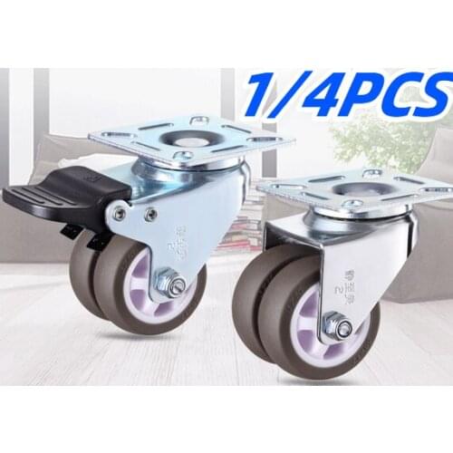 1/4PCS 360 Degree Swivel Caster Rubber Wheel Noiseless Wheel Shopping Cart Trolley 1.5/2 Inch Heavy Duty For Cabinet Sofa Caster