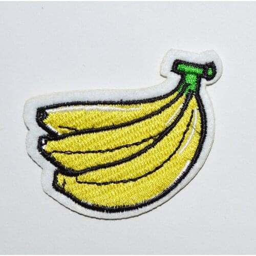 BANANA FRUIT CARTOON KIDS EMBROIDERY IRON ON PATCH BADGE #YELLOW (Size is about 5.5 * 5.5 cm)