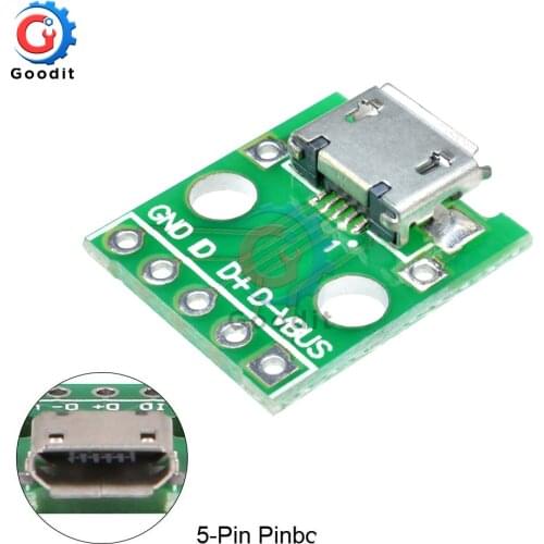 1pcs MICRO USB To DIP Adapter 5pin Female Connector B Type PCB Converter Breadboard USB-01 Switch Board SMT Mother Seat