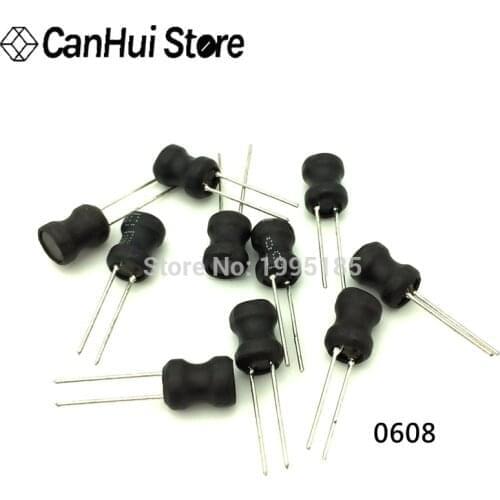 10pcs 0608 6*8mm I-shape Power Inductor Inductance Copper Coil 2.2uh 3.3uh 4.7uh 15UH 10uh 22uh 33uh 47uh DIP 2Pin Hot New 6x8mm