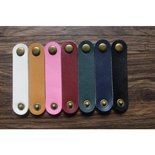 10PCS Genuine Leather Buckle Cable Winder Cable Wire Organizer Headphone Cord Holder For iphone samsung USB Charger Data Lines