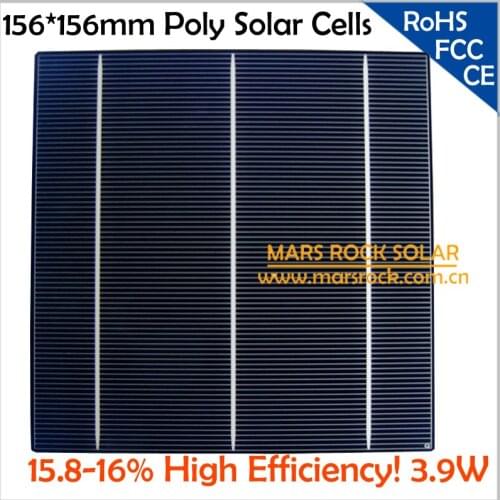 1000pcs/Lot Wholesale 3.9W 0.5V 156mm Polycrystalline Solar Cell (3 BusBar),16% Efficiency, Ups,DHL,FedEX,TNT, EMS Free Shipping
