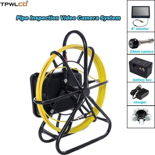 1000TVL 23mm Pipe Inspection Video Camera 9" TFT LCD 20m Cable Industrial Endoscope Inspection System With DVR Function