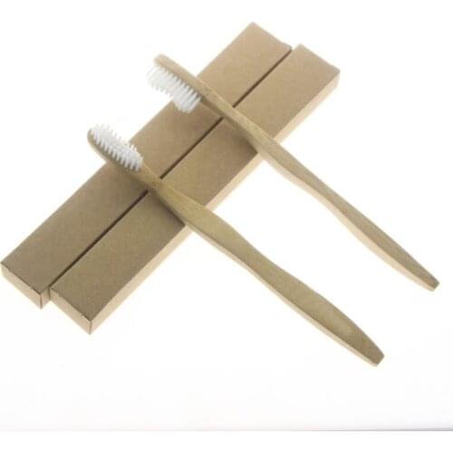 2Pcs/Set White Bristle Good Environmentally Eco Friendly Wholesale Adult Bamboo Toothbrush Tooth Brush