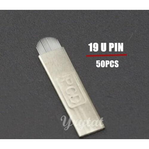 50PCS 19 pin PCD U shaped permanent makeup manual eyebrow embroidery tattoo needle blade embroidery microblading tatto pen tool