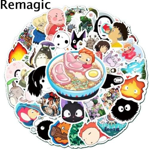50pcs Anime Hayao Miyazaki Cartoon Characters Cartoon Animation Sticker ForComputer Motorcycle Skateboard Guitar Game Machine