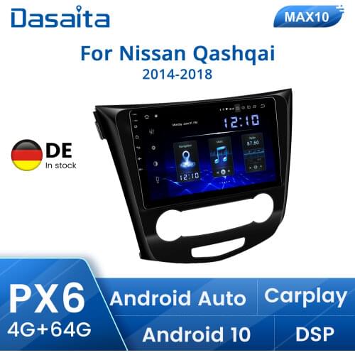 Dasaita 10.2" IPS Screen Car Radio 1 Din Android 10.0 for Nissan Qashqai GPS 2014 2015 Navigation TDA7850 MAX10