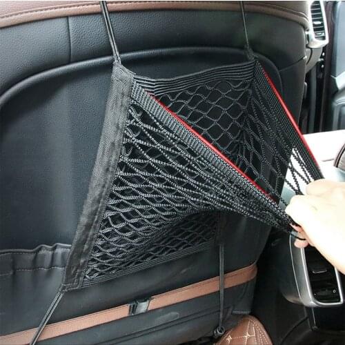 Car Styling Strong Elastic Car Mesh Net Bag Between Car Organizer Seat Back Storage Bag Luggage Holder Pocket Car Accessories