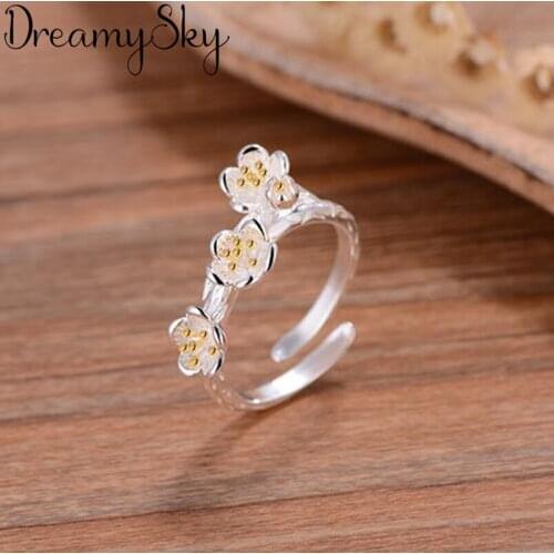 Bohemian Fashion Silver Color Flower Rings For Women Girls Big Finger Ring Bridal Jewelry joyas de plata