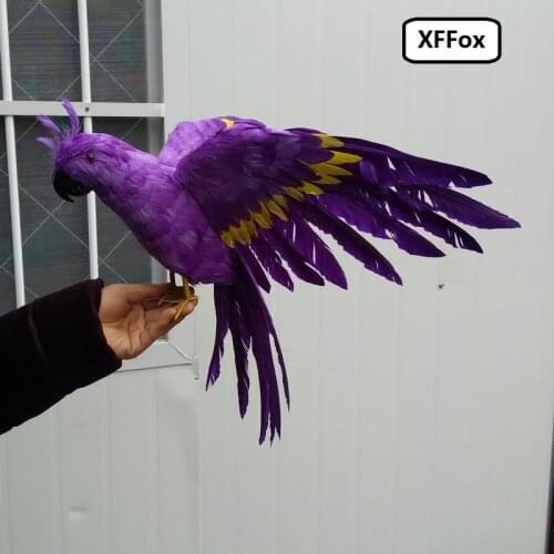 Big real life wings parrot model foam&feather simulation purple parrot bird gift about 45x60cm xf0283