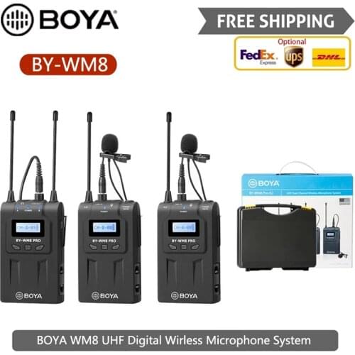 BOYA BOYA BY-WM8 Pro K1 K2 UHF Dual Wireless Microphone system Interview Mic for iPhone for pc DSLR Video Camera