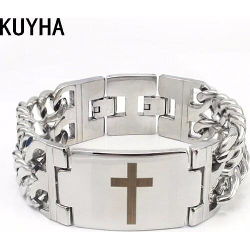 Chain Bracelet Silver Color Stainless Steel Link Bracelet Biker Hip Hop Women/Men Outdoor Camping Jewelry Party Present