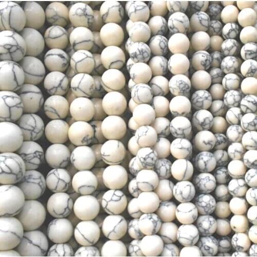 4MM 6MM 8MM 10MM Natural White and Sky Blue Howlite Stone Beads