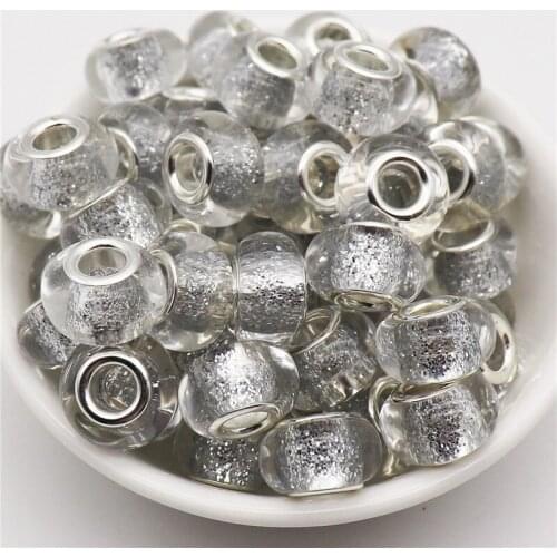 10Pcs 16 Colors Glitter Large Hole Round Spacer Beads for European Bracelet Bangle Chains Pendant Necklaces for Jewelry Making