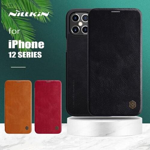 For iPhone 12 Pro Max Case Nillkin Qin Series Flip Leather Case Luxury Back Cover for iPhone 12/12 Pro/12 Mini/12 Pro Max Case