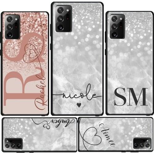 PERSONALISED Glitter name initials Case For Samsung Galaxy Note 20 Ultra Note 10 Lite 8 9 S20 Ultra S7 S8 S9 S10 Plus S10e