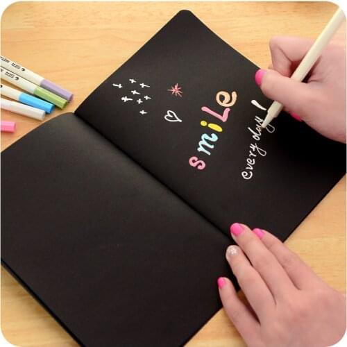 Blank Black Paper Sketch Book Inner Page Diary Notebook Drawing Album DIY Graffiti Picture Painting Paper School Art Supplies