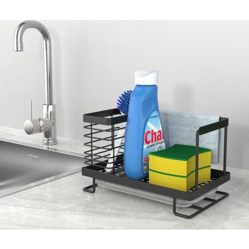 Kitchen Sink Organizer Stainless Steel Sponge Drying Rack Dish Cloth Brush Holder Drainer Tray Sink Caddy Basket