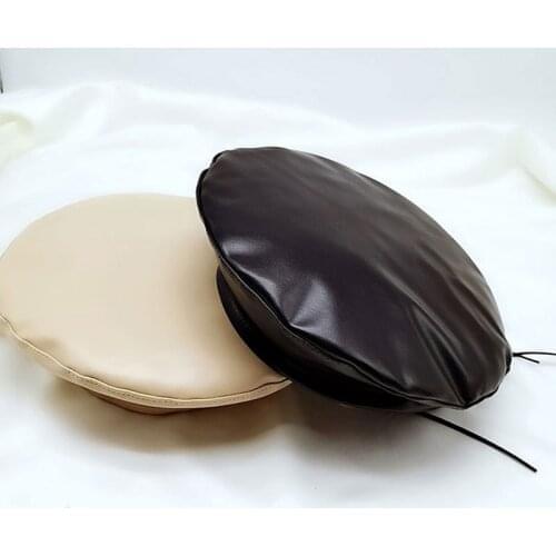 Women Girls Soft Painter PU Leather Beret French Artist Cap Hat Autumn Winter Retro Classic Warm Beanie