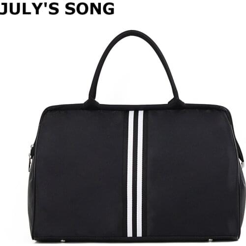 JULYS SONG Waterproof Travel Bag Large Capacity Weekend Foldable Duffle Bag Men Women Stripe Handbag For Trip Supplies