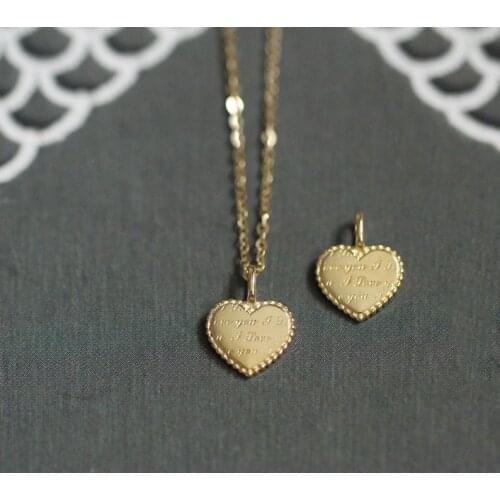 9K Solid Gold Pendant Heart Charm Engagement Wedding Solitaire Victorian Bride Bridesmaid Love Gift