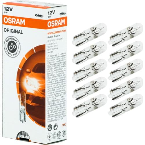 12V 2W T5 Bottomless Indicator Bulb 10 PCs Original Osram 2722 10X For Car Lamps 4008321094810