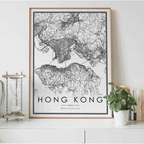 HONG KONG city map Nordic Living Room Decoration Canvas Poster Modern Home Decor Art Print Painting