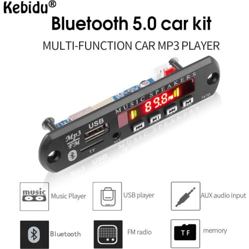 Kebidu Bluetooth Car Music Player Decoding Board Module 12V Support USB TF FM Radio Module Wireless Bluetooth Car Kit MP3 Player