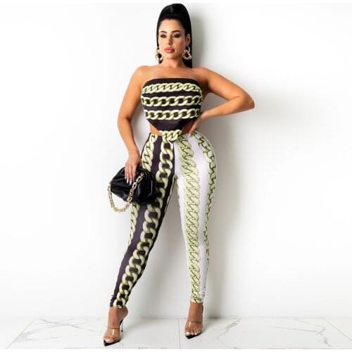 2021 INS Summer Casual Fashion Street Ladies Slim Street Sexy Nightclub Print Splicing Bosom Wrap Two-Piece Set