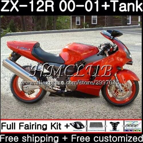 Body Stock orange+Tank For KAWASAKI NINJA ZX1200 C ZX 12R 2000 2001 2002 67HC.3 ZX 12 R 1200CC ZX12R 00 ZX-12R 00 01 02 Fairing
