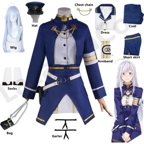 Lacauch Anime Eighty Six Cosplay Costume 86 Vladilena Milize Cosplay Costume Wig Uniform Halloween Dress Outfit Bag Full Set