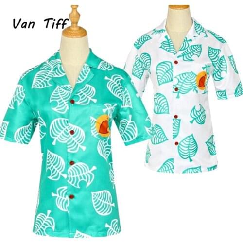 Animal Crossing Costume T shirt Adult Kids Tom Nook Cosplay Leaf Print Men Tees Animal T-shirt Short Sleeve Tops Shirt Clothes