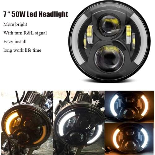 Motorbike Accessories 7 Inch Round LED Headlight for Harley Motor Touring Road King Electra Glide with Turn Signal