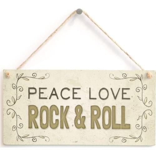 Meijiafei Peace Love Rock & Roll -Home Accessory Gift Sign 10" X 5"
