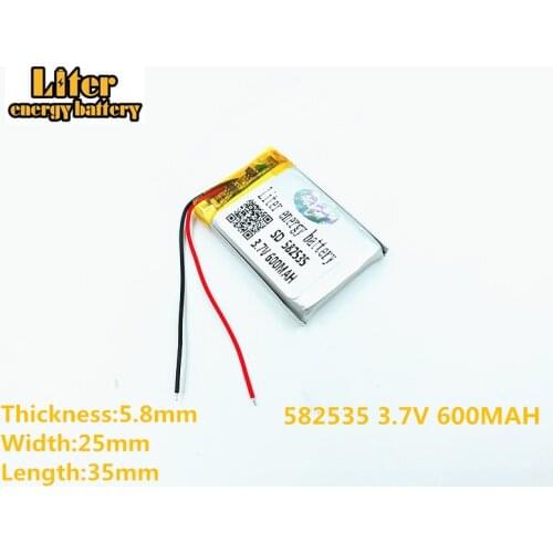 MODEL 582535 SP5 3.7V 600mAh Rechargeable Battery For tachograph papago F300 F200 F210 QStar A5 DVR 602535 parkcity 710