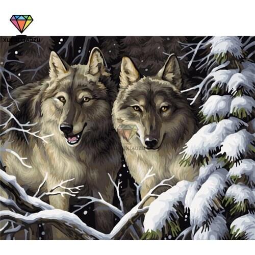 XUEQIXIAOZU Full Round Wolf Diamond drawing Diamond embroidery 5D DIY Diamond setting Musk painting gift 2020 New