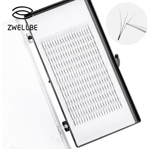 Zwellbe Long Stem False Lashes Premade Russian Volume Cilia Fans Faux Mink Eyelash Extensions Supplies Makeup Silk Cilios Bloom