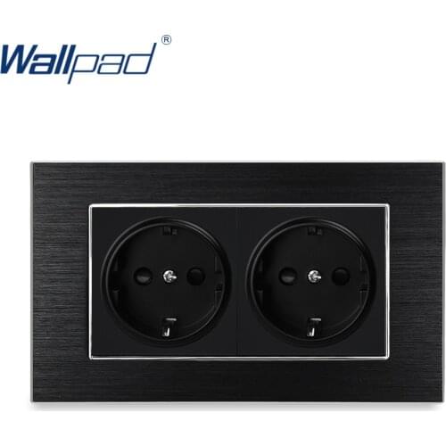 Double EU Socket German Standard Wallpad Luxury Wall Outlet Satin Metal Panel 146*86mm Wall Power Outlet Schuko
