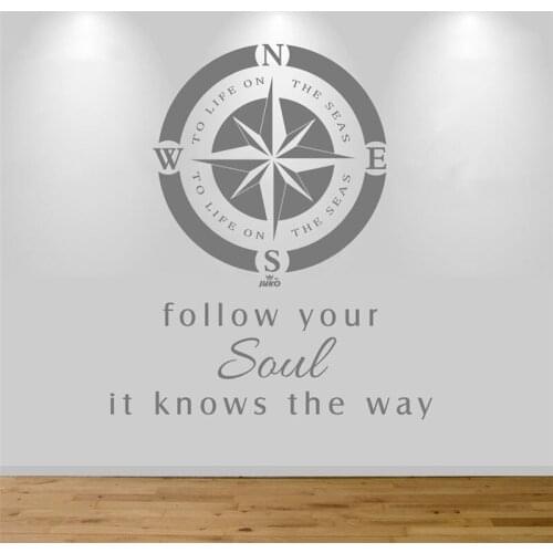 Customizable slogan compass theme wall stickers childrens youth room living room decoration vinyl home decoration stickersZNZ09