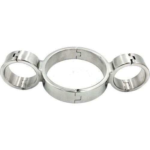 Stainless Steel Slave Collar Handcuffs Metal Bondage Restraints Adult Games Fetish BDSM Torture Hand Cuffs Sex Toys For Couples