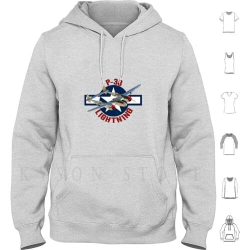 P-38 Lightning Hoodies Long Sleeve P 38 P38 Lightning Usaaf Air Force Airforce World War 2 Ww2 Usaf Usmc Usn