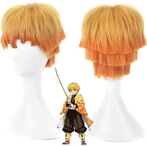 Demon Slayer: Kimetsu no Yaiba Cosplay Wigs Agatsuma Zenitsu Role Playing Kamado Nezuko Tanjirou Halloween 1:1 Anime Wigs