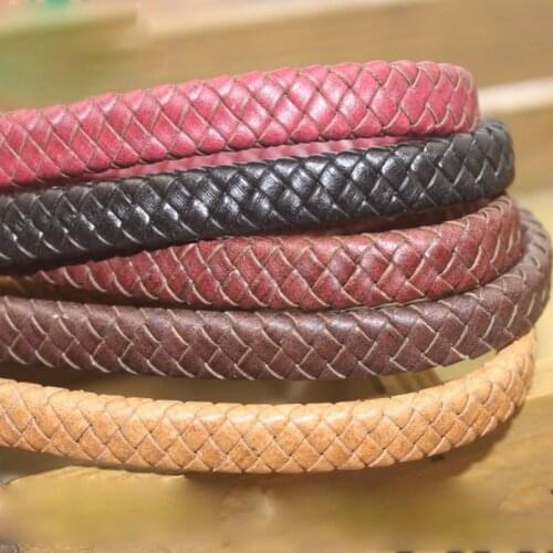 REGELIN 1meter 10x5mm Flat Braided Genuine Leather Cord Black Brown Cow Leather Cord String Rope DIY Necklace Bracelet Making