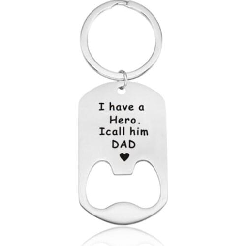 Fathers Day Gift Bottle Opener Keychain Dad You are The World from Daughter Son Wife Stainless Steel Keychain for Dad