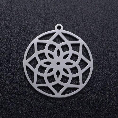 5pcs/lot 316L Stainless Steel Hollow Out Lotus Charms Silver Gold Yoga Healing Pendants for DIY Jewelry Making Findings Crafts