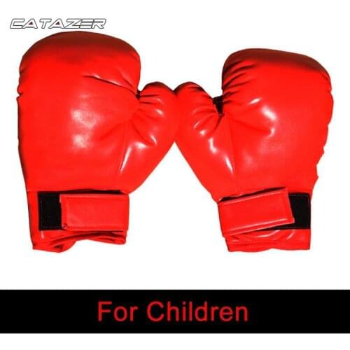 1Pair Professional Kid Boxing Gloves PU Leather Liner Sponge R Flame Gloves Sanda Training Fitness Boxing Gloves For Adults Kids