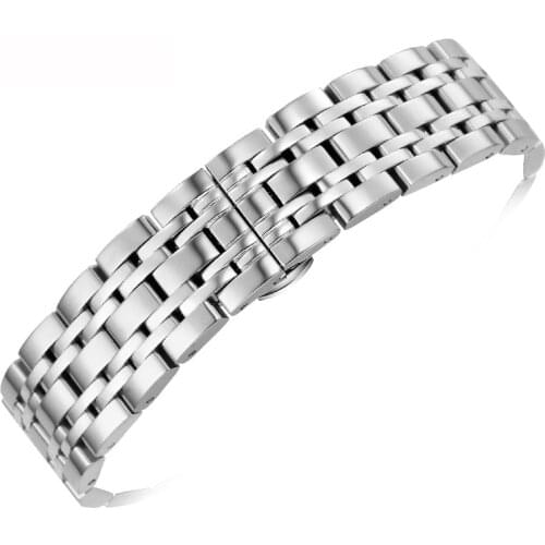 Newest 18/20/22mm Stainless Steel Watch Band Strap Silver Polished Mens Luxury Replacement Metal Watchband Bracelet Accessories